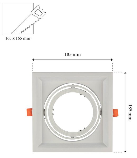 Faro da Incasso Orientabile Bianco - 1 lampada AR111 Foro 165x165mm