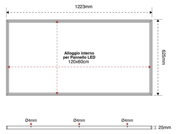 Cornice Incasso per Cartongesso Pannelli LED 120x60