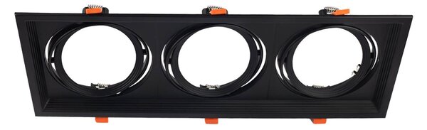Faro da Incasso Orientabile Nero - 3 lampade AR111 Foro 460x160mm