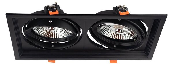 Faro da Incasso Orientabile Nero - 2 lampade AR111 Foro 315x163mm