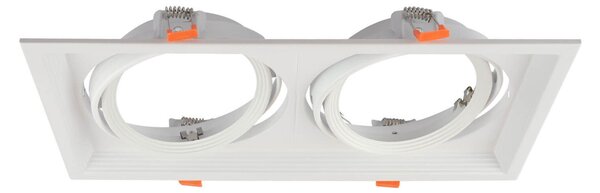 Faro da Incasso Orientabile Bianco - 2 lampade AR111 Foro 315x163mm