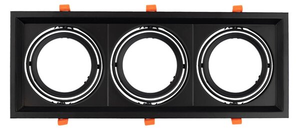 Faro da Incasso Orientabile Nero - 3 lampade AR111 Foro 460x160mm