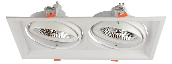 Faro da Incasso Orientabile Bianco - 2 lampade AR111 Foro 315x163mm