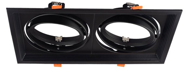 Faro da Incasso Orientabile Nero - 2 lampade AR111 Foro 315x163mm