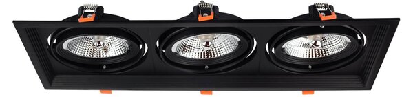 Faro da Incasso Orientabile Nero - 3 lampade AR111 Foro 460x160mm