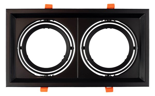 Faro da Incasso Orientabile Nero - 2 lampade AR111 Foro 315x163mm