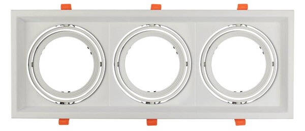 Faro da Incasso Orientabile Bianco - 3 lampade AR111 Foro 460x160mm