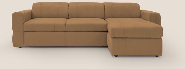 Kronos Divano angolare con pouf estraibile e penisola contenitore in m