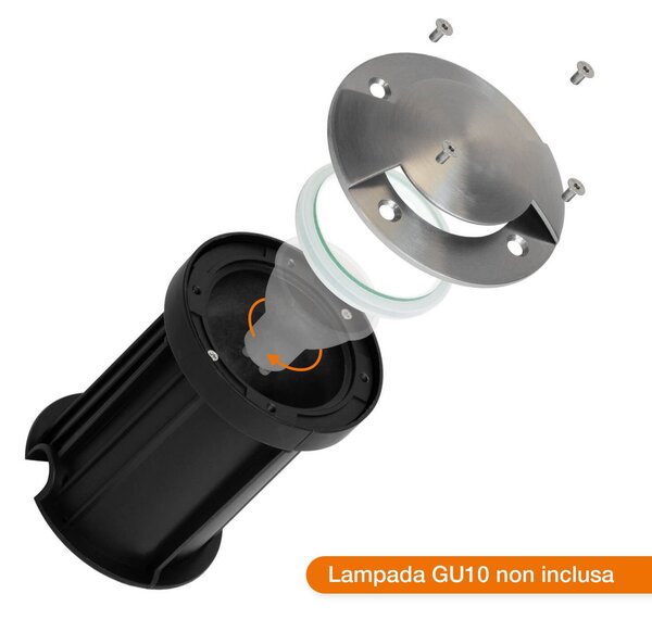 Faretto Carrabile Bidirezione GU10 IP67 - INOX con Doppio Pressacavo