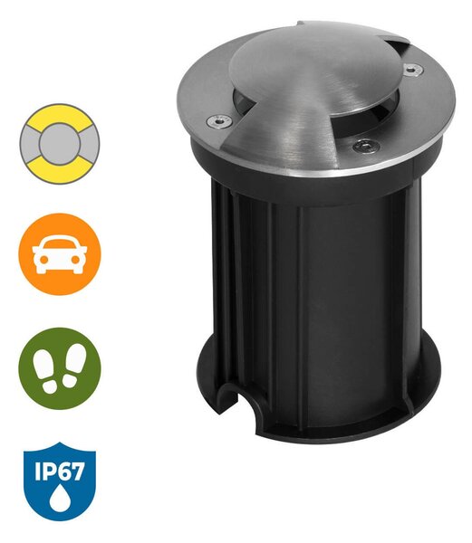Faretto Carrabile Bidirezione GU10 IP67 - INOX con Doppio Pressacavo