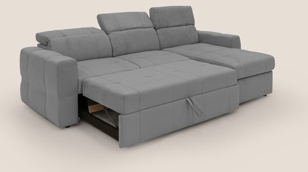 Kronos Divano angolare con pouf estraibile e penisola contenitore in m