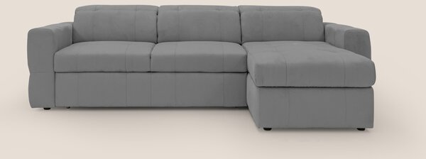 Kronos Divano angolare con pouf estraibile e penisola contenitore in m