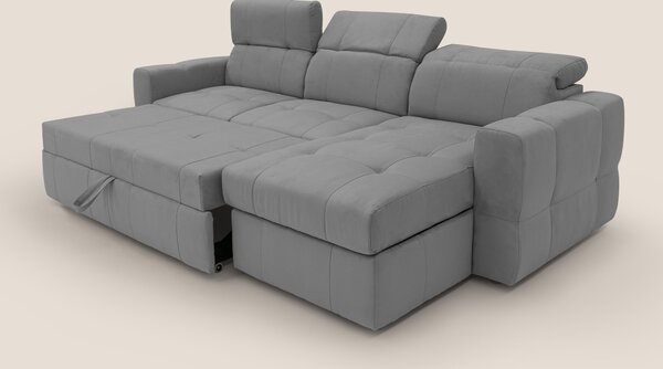 Kronos Divano angolare con pouf estraibile e penisola contenitore in m