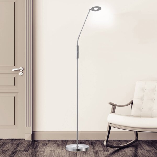 FISCHER & HONSEL Lampada da terra a LED Dent, dimmerabile, Alluminio / Grigio / Zincato, Soggiorno / Sala da pranzo, Metallo, Moderno, Lampada LED da terra