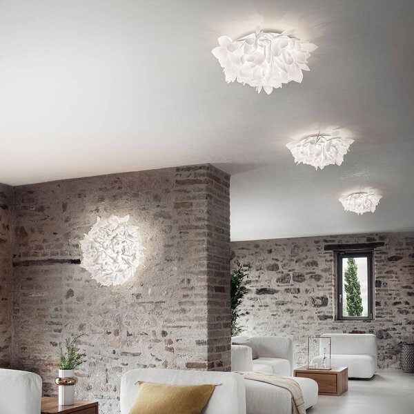 Slamp Applique da parete di design Veli, dimmerabile, Bianco / Opale, Soggiorno / Sala da pranzo, Plastica, Design, Applique