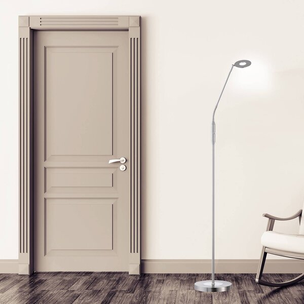 FISCHER & HONSEL Lampada da terra a LED Dent, dimmerabile, Alluminio / Grigio / Zincato, Soggiorno / Sala da pranzo, Metallo, Moderno, Lampada LED da terra
