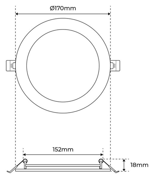 Pannello LED Rotondo 15W 1.500lm Foro Ø155-160mm Osram chip LED Colore Bianco Caldo 3.000K