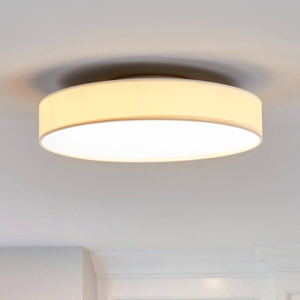 Plafoniera soffitto Saira Lindby, Bianco / Opale, Soggiorno / Sala da pranzo, Tessuto / Stoffa / Seta, Moderno, Plafoniera