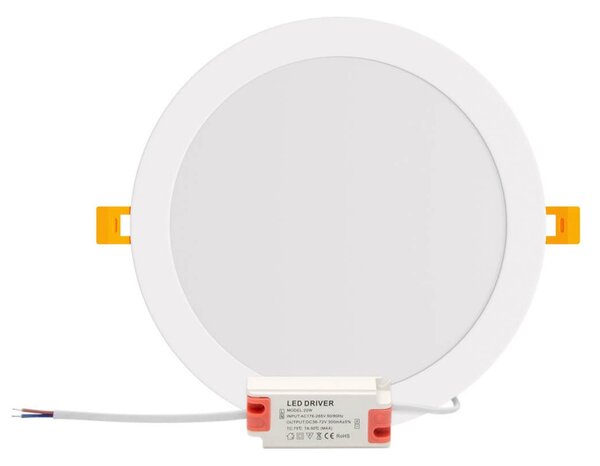 Pannello LED Rotondo 20W 2.000lm Foro Ø205-210mm Osram chip LED Colore Bianco Caldo 3.000K