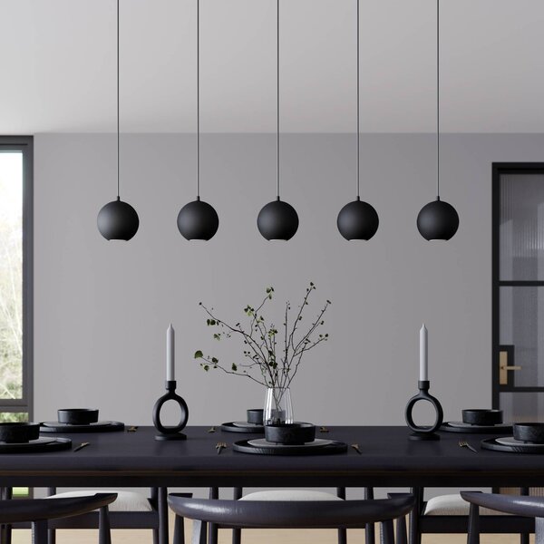 Lampada a sospensione Midway, nera, 5 luci, lunghezza 105 cm, GU10 Midway HELAM, Nero, Soggiorno / Sala da pranzo, Metallo, Moderno