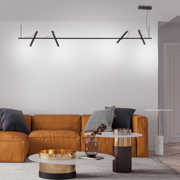 PURE Tutua lampada LED a sospensione, 4 luci, nero Pure Tutua, dimmerabile, Nero, Soggiorno / Sala da pranzo, Metallo, Moderno