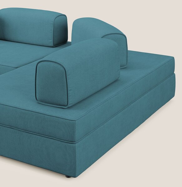 Liberty divano angolare con pouf estraibile e schienali movibili in te