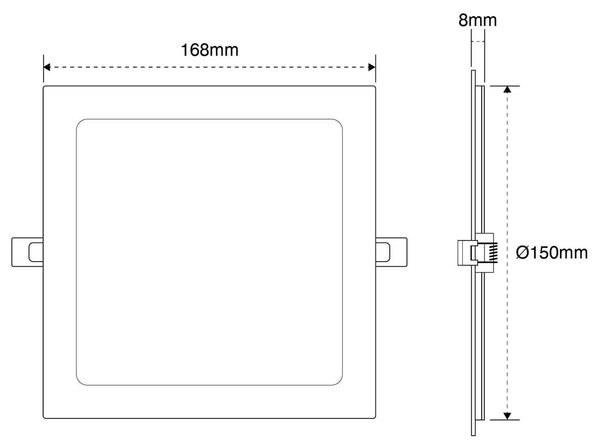 Pannello LED Quadrato 15W 1.500lm Foro 155x155mm Osram chip LED Colore Bianco Naturale 4.000K