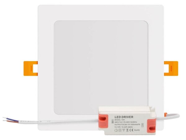 Pannello LED Quadrato 15W 1.500lm Foro 155x155mm Osram chip LED Colore Bianco Naturale 4.000K