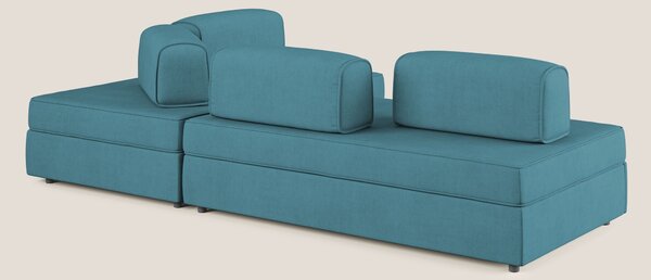 Liberty divano angolare con pouf estraibile e schienali movibili in te