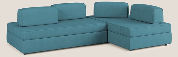 Liberty divano angolare con pouf estraibile e schienali movibili in te