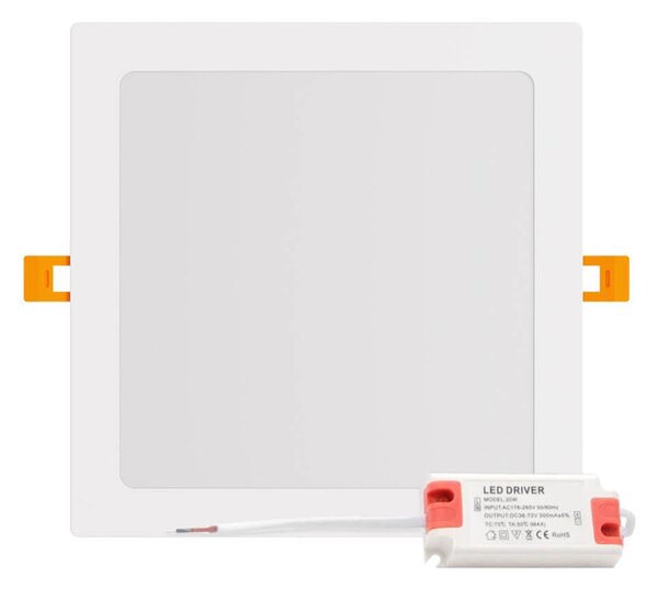 Pannello LED Quadrato 20W 2.000lm Foro 205x205mm Osram chip LED Colore Bianco Caldo 3.000K