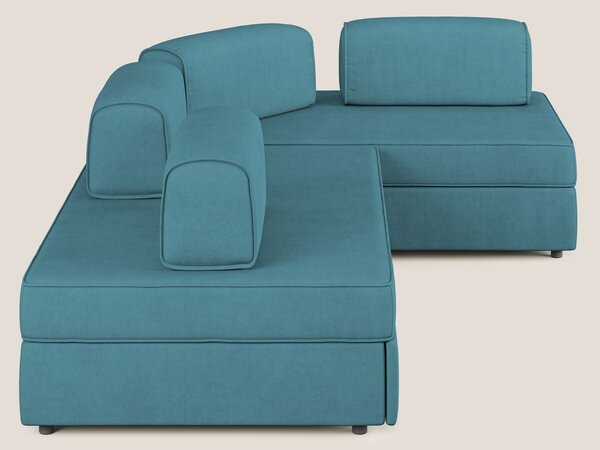 Liberty divano angolare con pouf estraibile e schienali movibili in te