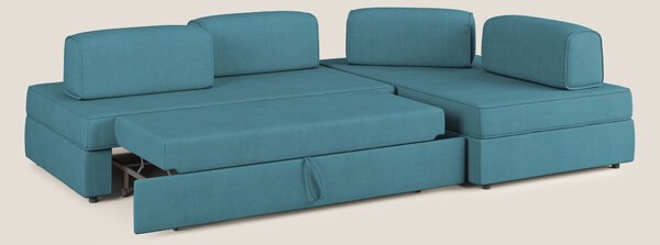 Liberty divano angolare con pouf estraibile e schienali movibili in te