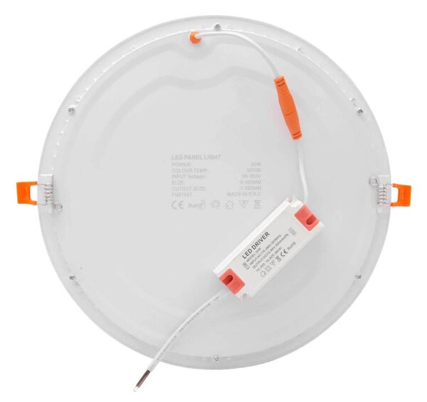 Pannello LED Rotondo 30W 3.000lm Foro Ø280-285mm Osram chip LED Colore Bianco Caldo 3.000K