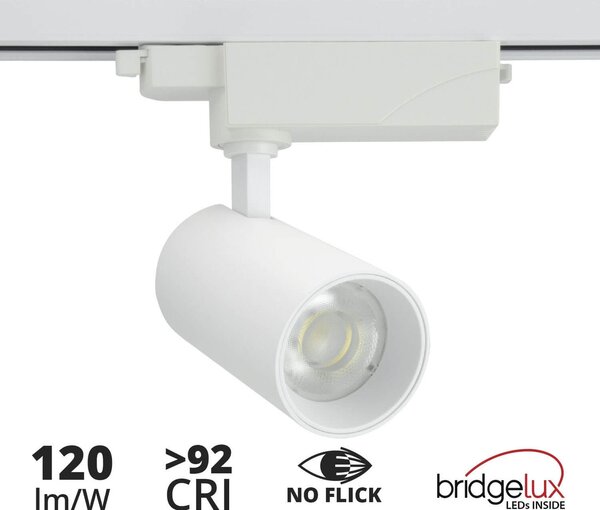 Faro LED 20W Monofase 60° 120lm/W CRI92 no Flickering - BRIDGELUX LED Colore Bianco Caldo 2.700K
