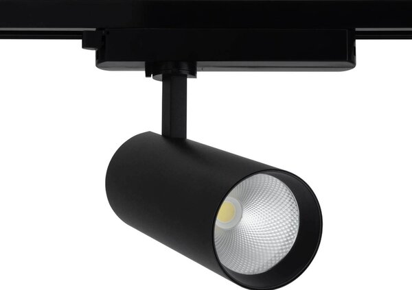 Faro LED 30W Monofase Nero 38°/60° 130lm/W CRI92 no Flickering Colore Bianco Naturale 4.000K
