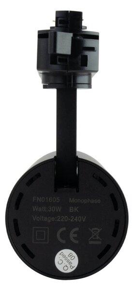 Faro LED 30W Monofase Nero 38°/60° 130lm/W CRI92 no Flickering Colore Bianco Naturale 4.000K