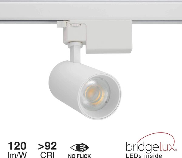 Faro LED 20W Trifase 60° 120lm/W CRI92 no Flickering - BRIDGELUX LED Colore Bianco Naturale 4.000K