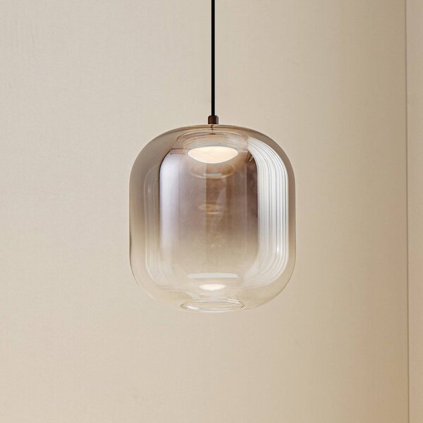Lucande Lampada a sospensione Avelina, Ø 14 cm, 1 luce, nero Avelinra, Soggiorno / Sala da pranzo, Vetro, Moderno