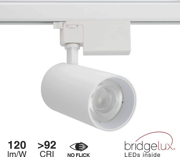 Faro LED 30W Trifase 60° 120lm/W CRI92 no Flickering - BRIDGELUX LED Colore Bianco Naturale 4.000K