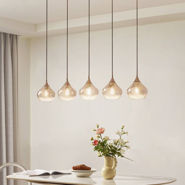 Lampada a sospensione in vetro Jarven Lucande, dimmerabile, Alluminio / Grigio / Zincato, Soggiorno / Sala da pranzo, Vetro, Moderno, Lampada a sospensione