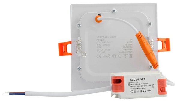 Pannello LED Quadrato 8W 800lm Foro 110x110mm Osram chip LED Colore Bianco Caldo 3.000K