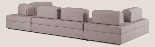 Liberty divano panoramico con pouf estraibile e schienali movibili in
