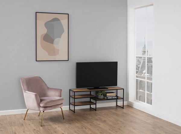 Mobile TV nero-color legno naturale effetto rovere 120x46 cm Seaford - Actona