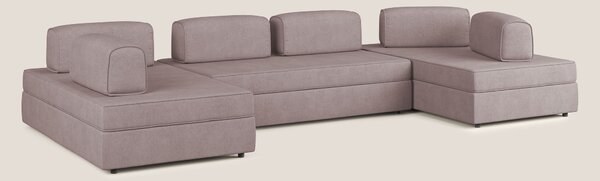Liberty divano panoramico con pouf estraibile e schienali movibili in