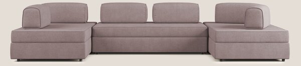 Liberty divano panoramico con pouf estraibile e schienali movibili in