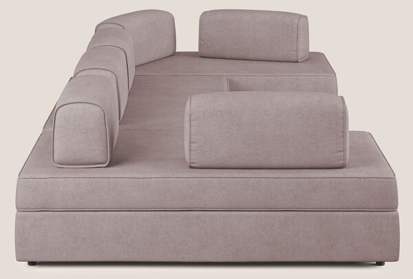 Liberty divano panoramico con pouf estraibile e schienali movibili in