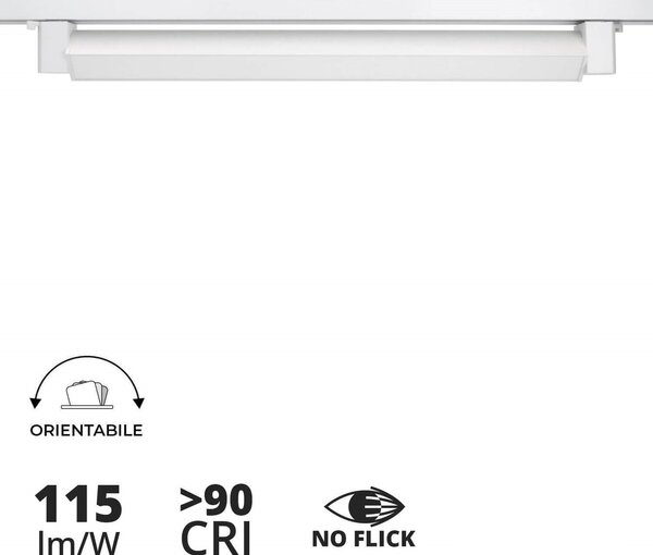 Faro LED Lineare 24W per Binario Monofase Orientabile Bianco - 100° Colore Bianco Freddo 6.000K