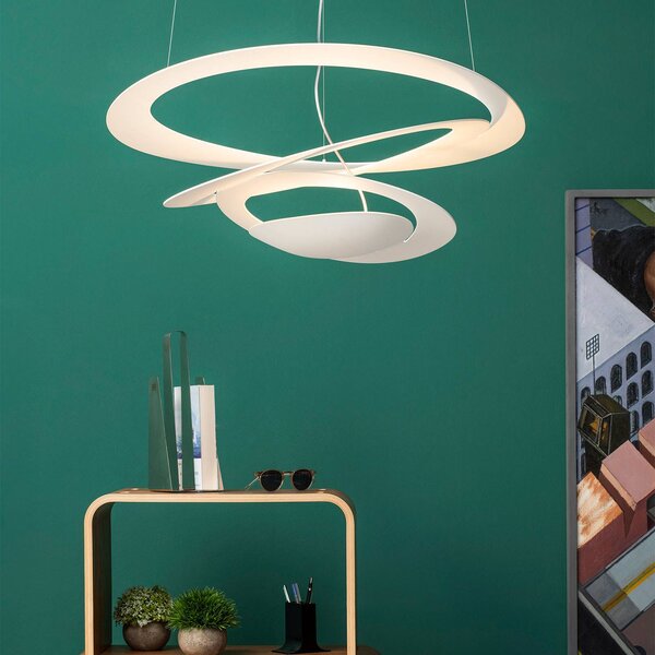Artemide Lampada a sospensione Pirce Mini, dimmerabile, Bianco / Opale, Soggiorno / Sala da pranzo, Alluminio, Design, Lampada a sospensione
