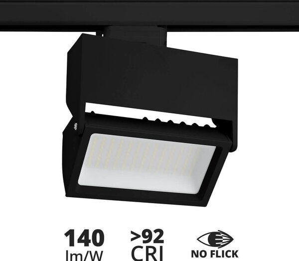 Faro LED 44W per Binario Trifase 100° Nero con driver Philips CRI92 Colore Bianco Naturale 4.000K